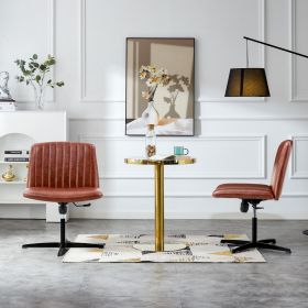 Office chair Brown PU Material. Home Computer Chair Office Chair Adjustable 360 ¬∞Swivel Cushion Chair With Black Foot Swivel Chair Makeup Chair Study