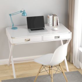 Computer Desk with Storage,Solid Wood Desk with Drawers, Modern Study Table for Home Office,Small Writing,