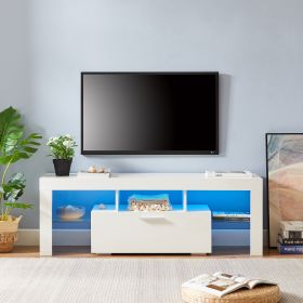 FashionTVstandTVcabinet,EntertainmentCenter,TVstationTV console,media console,with LEDlight belt,light belt remote control,toughenedglassshelf,metal h