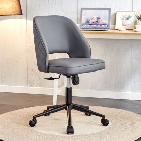 Modern home dark grey PU Office chair adjustable 360 ¬∞ swivel chair engineering plastic armless swivel computer chair with wheels living room, office