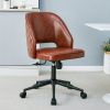 Modern home brown PU Office chair adjustable 360 ¬∞ swivel chair engineering plastic armless swivel computer chair with wheels living room bedroom off