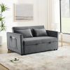 Convertible Sofa Bed, 3-in-1 Versatile Velvet Double Sofa with Pullout Bed, Seat with Adjustable Backrest, Lumbar Pillows, and Living Room Side Pocket