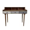 42 Inch Rectangular Mango Wood Home Office Desk, 3 Drawers, 3 Cubbies, Brown