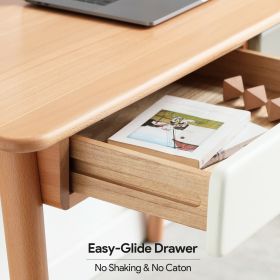 Solid Wood Computer Desk - 47'' Large Size Office Desk with 2 Drawers, Modern Simple Style PC Table with Gap Design for Home Office, Work, Student, St
