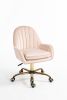 Velvet Home Office Chair with Wheels, Cute Chair with Side Arms and Gold Metal Base for Living Room, Bedroom,and Vanity Room,Bling Desk Nail Desk for