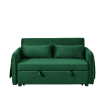 55" Modern Convertible Sofa Bed with 2 Detachable Arm Pockets, Velvet Loveseat Sofa with Pull Out Bed, 2 Pillows and Living Room Adjustable Backrest,