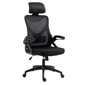 Ergonomic Office Desk Chair with wheels High Back Computer Task Chair Home Mesh Swivel Desk Chair with Adjustable Back Height & Flip up Arms & Lumbar