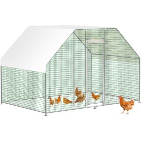 VEVOR Large Metal Chicken Coop with Run, Walkin Chicken Run for Yard with Waterproof Cover, Outdoor Poultry Cage Hen House, 6.5x9.8x6.5ft Large Space