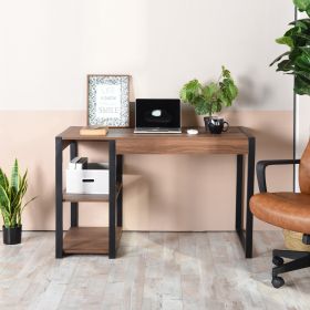 47.2&quot; Home Office Desk / Computer Desk; Storage Desk Morden Style with Open Shelves Worksation; Brown &amp; Black