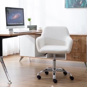 Home Office Chair; Leisure Chair Upholstered Adjustable furry Chair; white