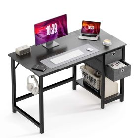 Modern Simple Style Home Office Writing Desk with 2-Tier Drawers Storage,Black Wood,55IN