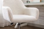 Home Office Chair; Leisure Chair Upholstered Adjustable furry Chair; white