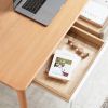 Solid Wood Computer Desk - 47'' Large Size Office Desk with 2 Drawers, Modern Simple Style PC Table with Gap Design for Home Office, Work, Student, St