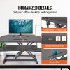 VEVOR Standing Desk Converter, Two-Tier Stand up Desk Riser, 36 inch Large Sit to Stand Desk Converter, 5.5-20.1 inch Adjustable Height, for Monitor,