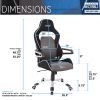 Techni Mobili Ergonomic Upholstered Racing Style Home & Office Chair, Grey/Black