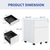 2 Drawer Mobile File Cabinet with Lock Steel File Cabinet for Legal/Letter/A4/F4 Size, Fully Assembled Include Wheels, Home/ Office Design, White