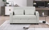 65" Pull Out Sofa Bed Modern Chenille Convertible Loveseat Sofa with Adjsutable Backrest, 2 Pillows, Cup Holders, USB Ports for Living Room, Apartment