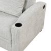 65" Pull Out Sofa Bed Modern Chenille Convertible Loveseat Sofa with Adjsutable Backrest, 2 Pillows, Cup Holders, USB Ports for Living Room, Apartment