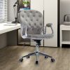 Velvet Home Office Chair with Wheels, Cute Chair with Side Arms and Wheels 360¬∞for Living Room, Bedroom,and Vanity Room,Bling Desk Nail Desk for Wome