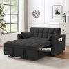 Modern Velvet Loveseat Futon Sofa Couch w/Pullout Bed, Small Love Seat Lounge Sofa w/Reclining Backrest, Toss Pillows, Pockets, Furniture for Living R