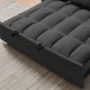 Modern Velvet Loveseat Futon Sofa Couch w/Pullout Bed, Small Love Seat Lounge Sofa w/Reclining Backrest, Toss Pillows, Pockets, Furniture for Living R