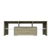 TV Stand with LED RGB Lights,Flat Screen TV Cabinet, Gaming Consoles - in Lounge Room, Living Room and Bedroom,GREY OAK