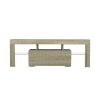TV Stand with LED RGB Lights,Flat Screen TV Cabinet, Gaming Consoles - in Lounge Room, Living Room and Bedroom,GREY OAK