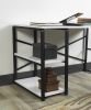 Furnish Home Store Sage Black Metal Frame 47" Wooden Top 2 Shelves Writing and Computer Desk for Home Office, White