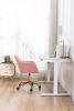 Modern Teddy Fabric Material Adjustable Height 360 Revolving Home Office Chair With Gold Metal Legs And Universal Wheel For Indoor; Pink