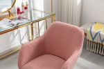 Modern Teddy Fabric Material Adjustable Height 360 Revolving Home Office Chair With Gold Metal Legs And Universal Wheel For Indoor; Pink
