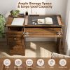 Wooden Vintage Computer Desk with 3 Drawers for Home and Office