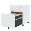 2 Drawer Mobile File Cabinet with Lock Steel File Cabinet for Legal/Letter/A4/F4 Size, Fully Assembled Include Wheels, Home/ Office Design, White