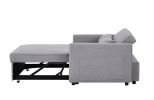 Modern Linen Convertible Loveseat Sleeper Sofa Couch with Adjustable Backrest, 2 Seater Sofa With Pull-Out Bed with 2 Lumbar Pillows For Small Living