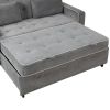 65.7" Linen Upholstered Sleeper Bed, Pull Out Sofa Bed Couch attached two throw pillows, Dual USB Charging Port and Adjustable Backrest for Living Roo