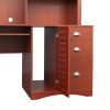 Home Office Computer Desk with Hutch; Teak