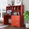 Home Office Computer Desk with Hutch; Teak