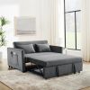 Convertible Sofa Bed, 3-in-1 Versatile Velvet Double Sofa with Pullout Bed, Seat with Adjustable Backrest, Lumbar Pillows, and Living Room Side Pocket