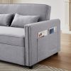 Modern Linen Convertible Loveseat Sleeper Sofa Couch with Adjustable Backrest, 2 Seater Sofa With Pull-Out Bed with 2 Lumbar Pillows For Small Living