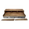42 Inch Rectangular Mango Wood Home Office Desk, 3 Drawers, 3 Cubbies, Brown