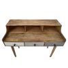 42 Inch Rectangular Mango Wood Home Office Desk, 3 Drawers, 3 Cubbies, Brown