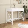Modern Home Office Desk Study Table Writing Desk with 1 Storage Drawer; Makeup Vanity Dressing Table X Design Accent-White