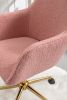 Modern Teddy Fabric Material Adjustable Height 360 Revolving Home Office Chair With Gold Metal Legs And Universal Wheel For Indoor; Pink