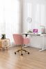 Modern Teddy Fabric Material Adjustable Height 360 Revolving Home Office Chair With Gold Metal Legs And Universal Wheel For Indoor; Pink