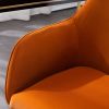 Modern Velvet Fabric Material Adjustable Height 360 revolving Home Office Chair with Gold Metal Legs and Universal Wheels for Indoor; Orange