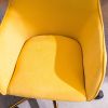 Modern Velvet Fabric Material Adjustable Height 360 Revolving Home Office Chair With Gold Metal Legs And Universal Wheels For Indoor; Yellow