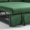 55" Modern Convertible Sofa Bed with 2 Detachable Arm Pockets, Velvet Loveseat Sofa with Pull Out Bed, 2 Pillows and Living Room Adjustable Backrest,