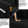 MH 54" Modern Convertible Sofa Bed with 2 Detachable Arm Pockets, Velvet Loveseat Sofa with Pull Out Bed, 2 Pillows and Living Room Adjustable Backres