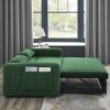 55" Modern Convertible Sofa Bed with 2 Detachable Arm Pockets, Velvet Loveseat Sofa with Pull Out Bed, 2 Pillows and Living Room Adjustable Backrest,