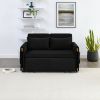 MH 54" Modern Convertible Sofa Bed with 2 Detachable Arm Pockets, Velvet Loveseat Sofa with Pull Out Bed, 2 Pillows and Living Room Adjustable Backres