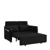 MH 54" Modern Convertible Sofa Bed with 2 Detachable Arm Pockets, Velvet Loveseat Sofa with Pull Out Bed, 2 Pillows and Living Room Adjustable Backres